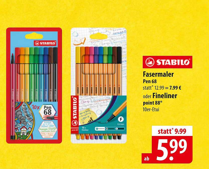 Fasermaler Pen 68 oder Fineliner point 88 - 10er-Etui
