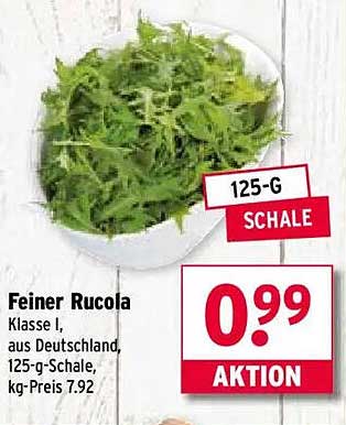 Feiner Rucola, Klasse I, aus Deutschland, 125-g-Schale