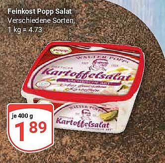 Feinkost Popp Salat, verschiedene Sorten