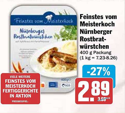 Feinstes vom Meisterkoch Nürnberger Rostbratwürstchen 400 g Packung