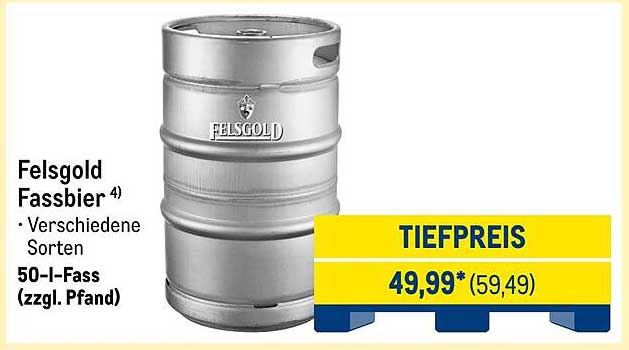 Felsgold Fassbier - 50-l-Fass (zzgl. Pfand)