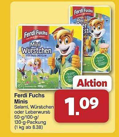 Ferdi Fuchs Minis - Salami, Würstchen oder Leberwurst 50-g/100-g/130-g-Packung