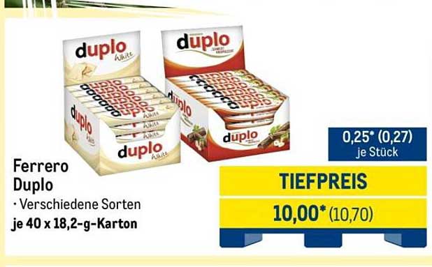 Ferrero Duplo - Verschiedene Sorten je 40 x 18,2-g-Karton