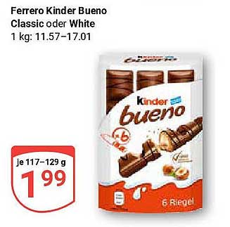 Ferrero Kinder Bueno Classic oder White 6 Riegel