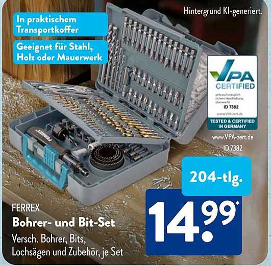 FERREX Bohrer- und Bit-Set 204-tlg.