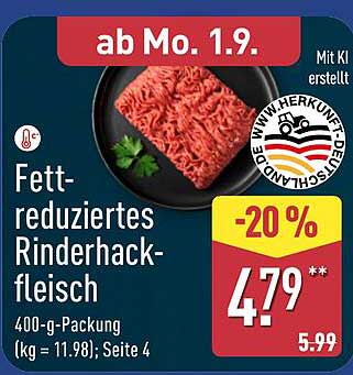 Fett-reduziertes Rinderhackfleisch