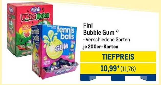 Fini Bubble Gum – verschiedene Sorten je 200er-Karton
