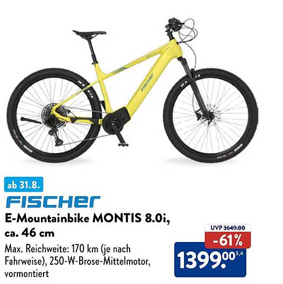 FISCHER E-Mountainbike MONTIS 8.0i, ca. 46 cm
