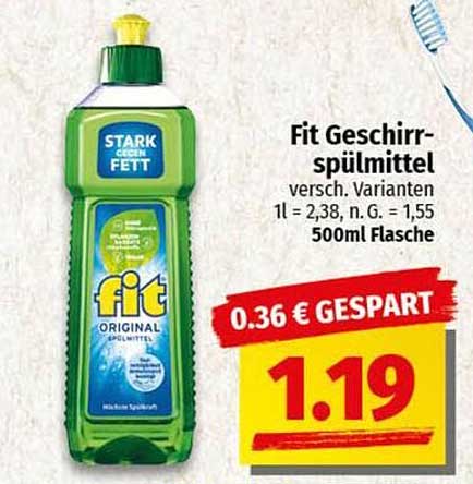 Fit Geschirrspülmittel - 500ml Flasche