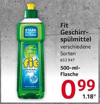 Fit Geschirrspülmittel verschiedene Sorten 500-ml-Flasche