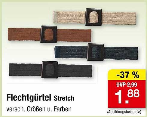 Flechtgürtel Stretch - verschiedene Größen und Farben