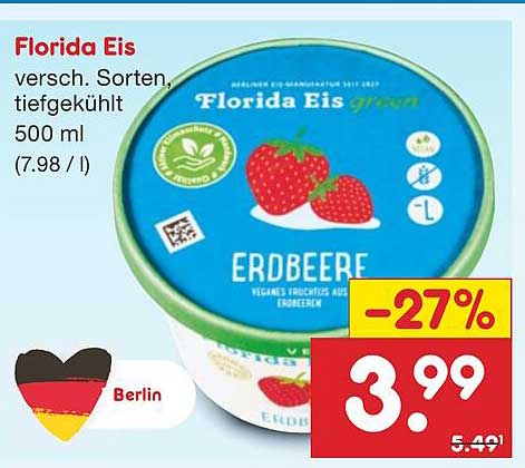 Florida Eis Erdbeere 500 ml - jetzt nur 3,99 €