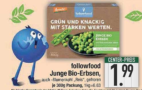 followfood Junge Bio-Erbsen - auch Blumenkohl 'Reis', gefroren