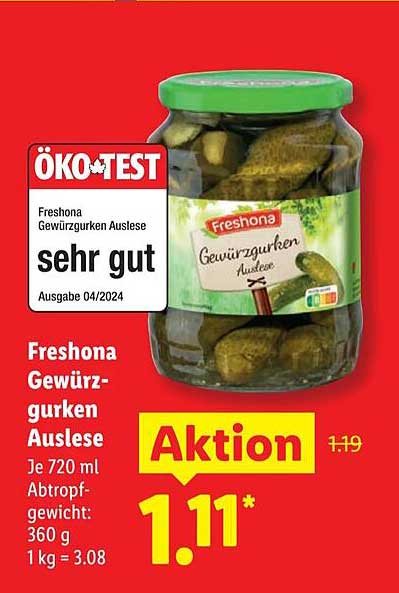 Freshona Gewürzgurken Auslese 720 ml