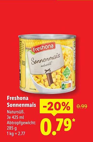 Freshona Sonnenmais 425 ml - 20% Rabatt