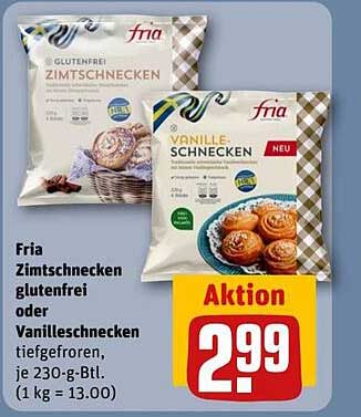 Fria Zimtschnecken glutenfrei oder Vanilleschnecken tiefgefroren, je 230-g-Btl.