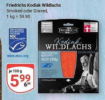Friedrichs Kodiak Wildlachs Smoked oder Graved, 1 kg = 59,90