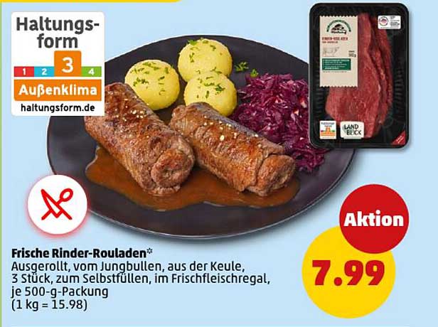 Frische Rinder-Rouladen* – Ausgerollt, vom Jungbullen, aus der Keule