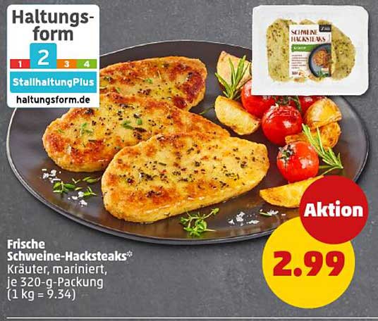 Frische Schweine-Hacksteaks, Kräuter, mariniert, je 320-g-Packung