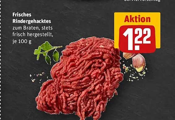 Frisches Rindergehacktes zum Braten, stets frisch hergestellt, je 100 g