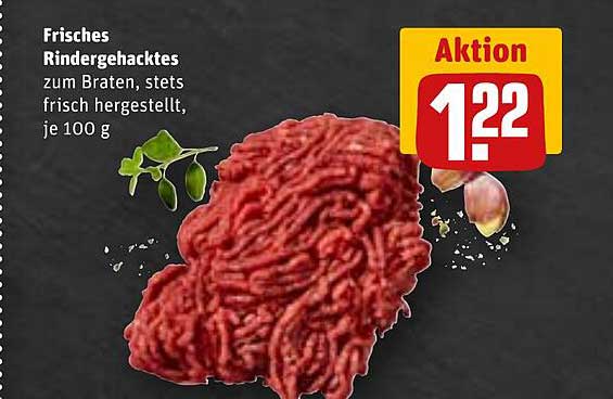 Frisches Rindergehacktes zum Braten, stets frisch hergestellt, je 100 g