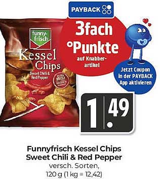 Funnyfrisch Kessel Chips Sweet Chili & Red Pepper, 120g