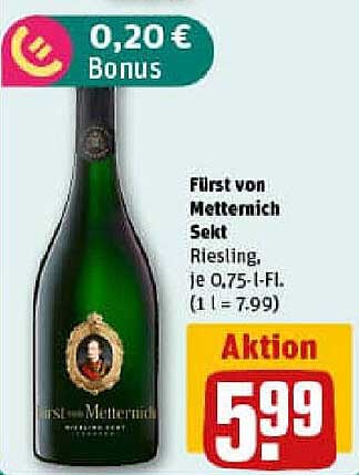 Fürst von Metternich Sekt Riesling, je 0,75 l-Fl.