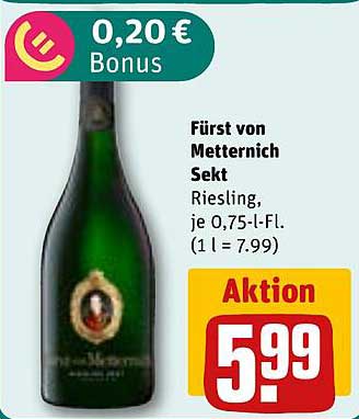 Fürst von Metternich Sekt Riesling, je 0,75-l-Fl.