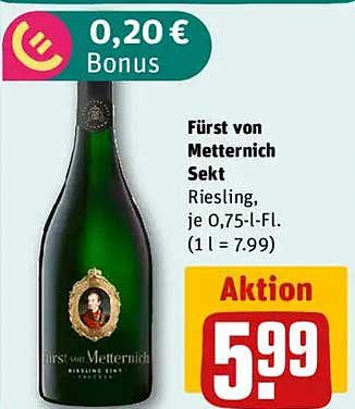 Fürst von Metternich Sekt Riesling, je 0,75-l-Fl.