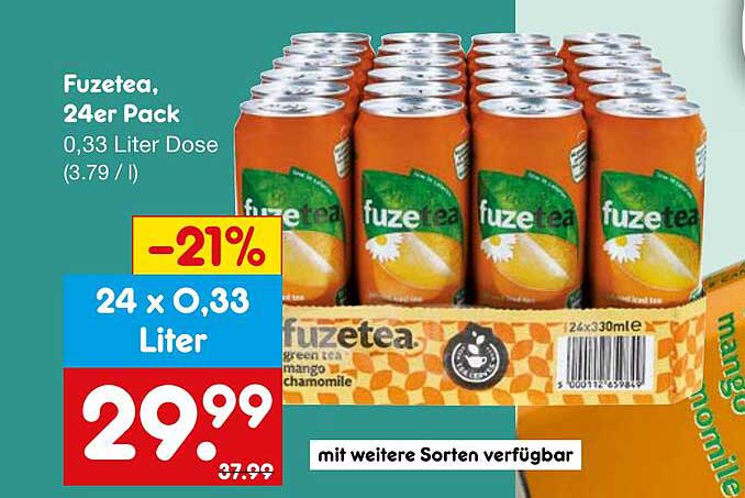 Fuze Tea, 24er Pack, 0,33 Liter Dose
