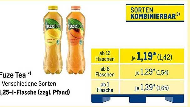 Fuze Tea – Verschiedene Sorten, 1,25 l-Flasche (zzgl. Pfand)