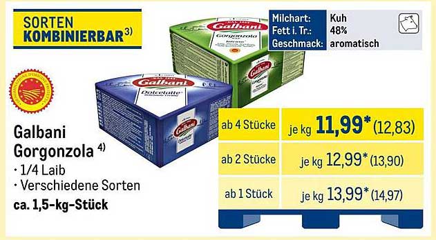 Galbani Gorgonzola – Verschiedene Sorten, 1,5 kg