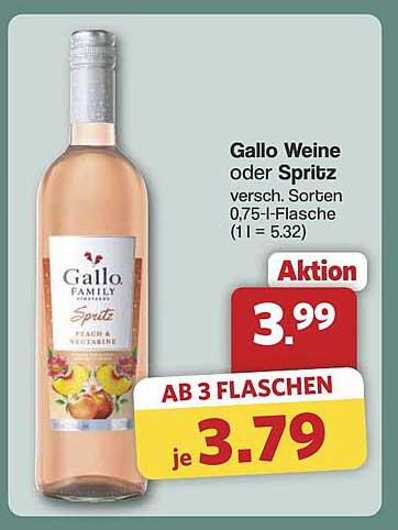 Gallo Weine oder Spritz 0,75 l-Flasche