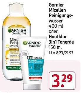 Garnier Mizellen Reinigungswasser 400 ml oder Hautklar 3in1 Tonerde 150 ml