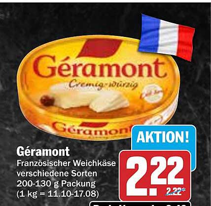 Géramont Französischer Weichkäse verschiedene Sorten 200-130 g