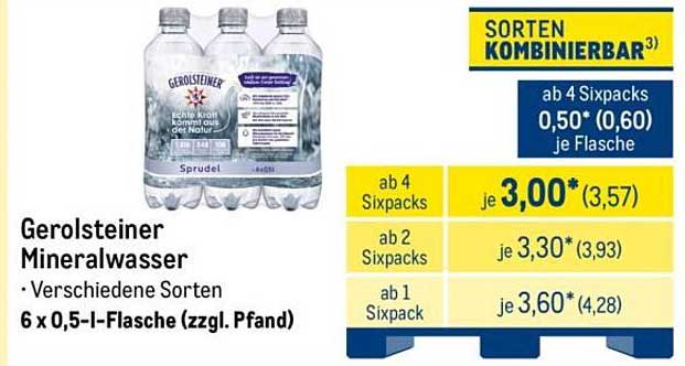 Gerolsteiner Mineralwasser 6 x 0,5 l-Flasche