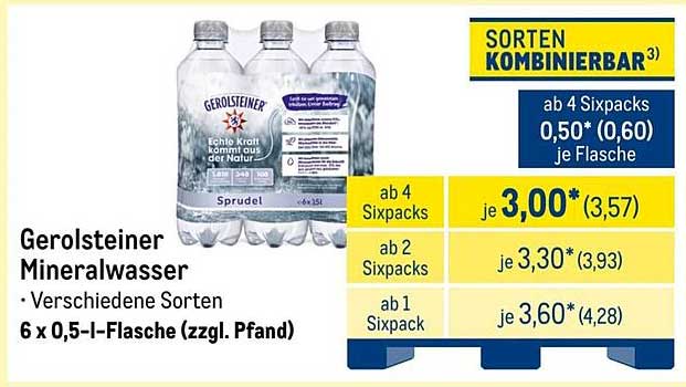 Gerolsteiner Mineralwasser 6 x 0,5 l-Flasche (zzgl. Pfand)