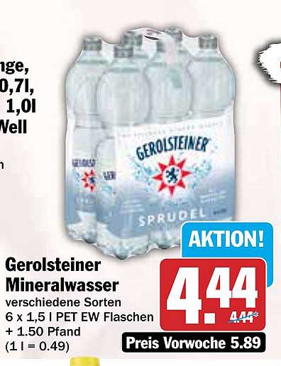 Gerolsteiner Mineralwasser 6 x 1,5l - verschiedene Sorten