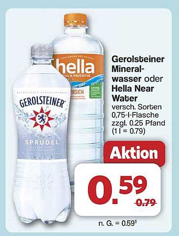 Gerolsteiner Mineralwasser oder Hella Near Water 0,75-l-Flasche