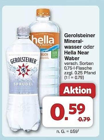 Gerolsteiner Mineralwasser oder Hella Near Water 0,75 l-Flasche