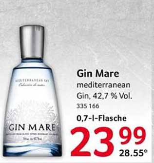Gin Mare Mediterranean Gin, 42,7% Vol. – 0,7 l-Flasche