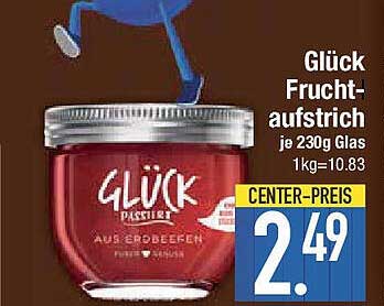 Glück Fruchtaufstrich aus Erdbeeren je 230g Glas