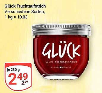Glück Fruchtaufstrich - Erdbeeren 230 g