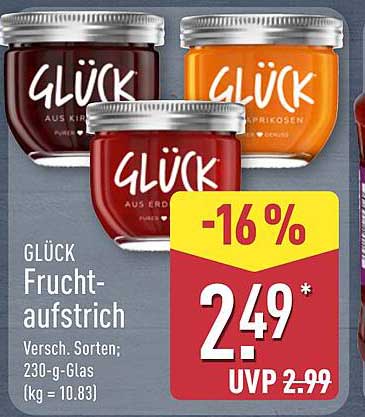 GLÜCK Fruchtaufstrich - Verschiedene Sorten, 230-g-Glas