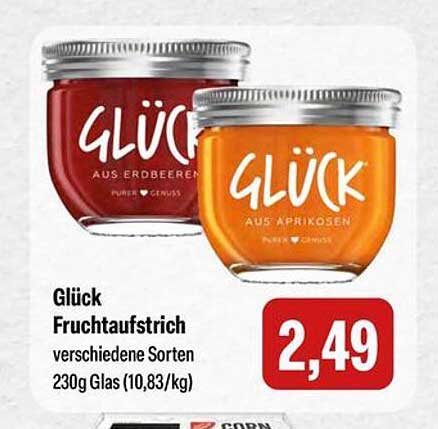 Glück Fruchtaufstrich verschiedene Sorten 230g Glas
