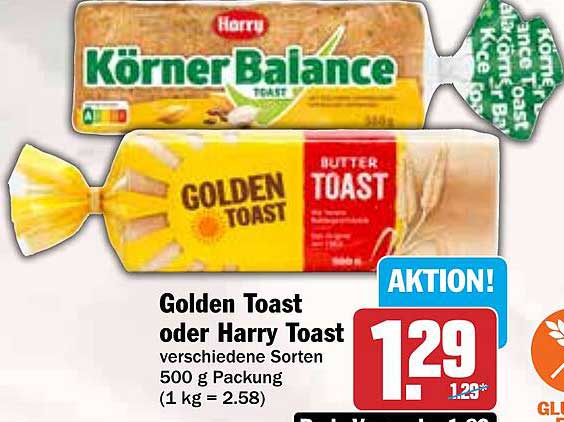 Golden Toast oder Harry Toast 500 g Packung