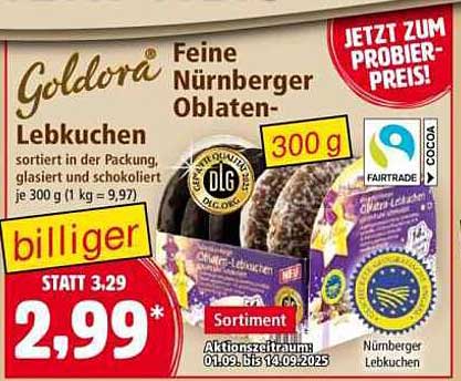 Goldora Feine Nürnberger Oblaten-Lebkuchen 300g