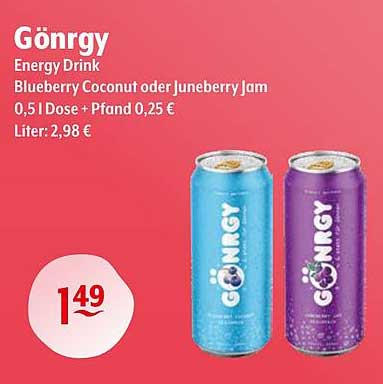 Gönrgy Energy Drink – Blueberry Coconut oder Juneberry Jam