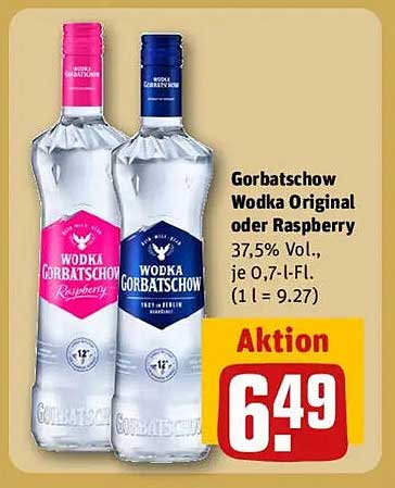 Gorbatschow Wodka Original oder Raspberry 0,7l – Aktion!
