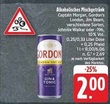 Gordon's London Dry Gin - Alkoholisches Mischgetränk